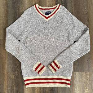 Bluenotes V-Neck Sweater Mens Medium Grey Cottagecore Preppy Varsity Heritage